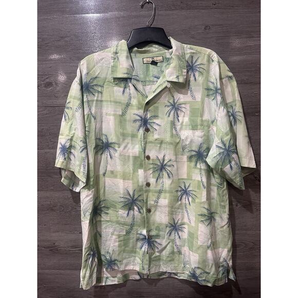 Tommy Bahama Men’s Hawaiian Shirt Size XL Green Palm Silk Beach Relax Island - Picture 1 of 9